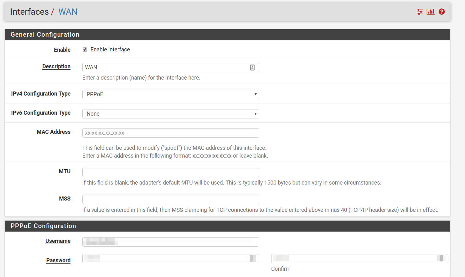 pfsense TPG WAN Settings